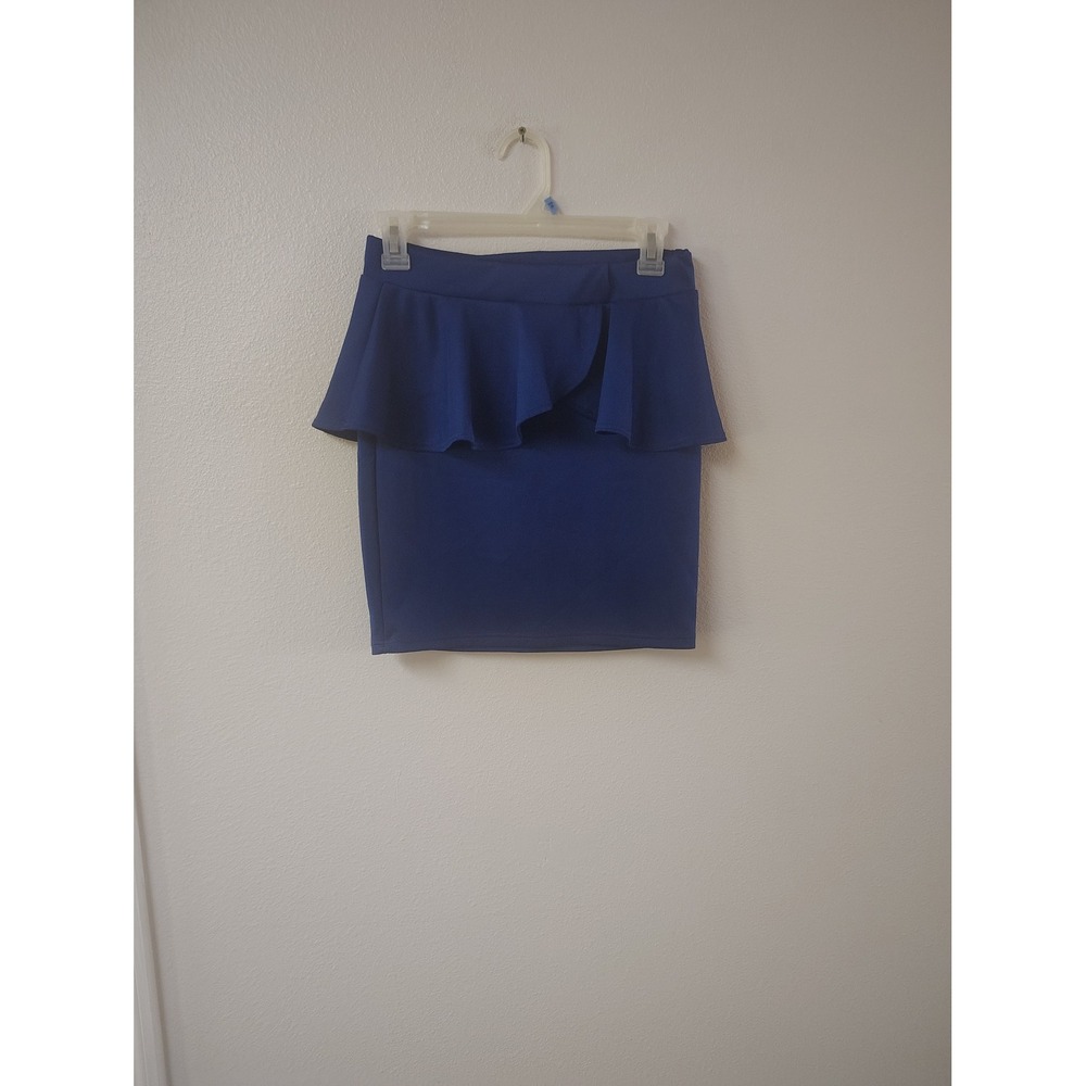 Body Central‎ Royal Blue Peplum Mini Skirt Small SK3859 Bodycon Ruffle Overlay